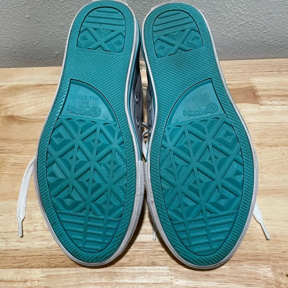 Converse “Chuck Taylor” Kids Gray and Teal Sneakers - Size 2 - EUC
